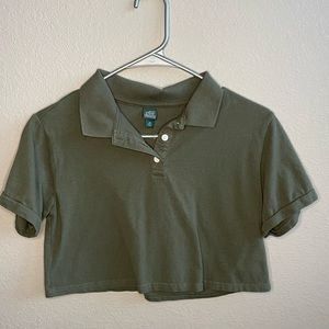 Army Green Cropped Polo Shirt